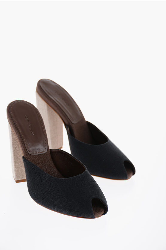 Gia Borghini Gia Couture Open Toe Linen Rosie38 Mules Heel 11cm In Black