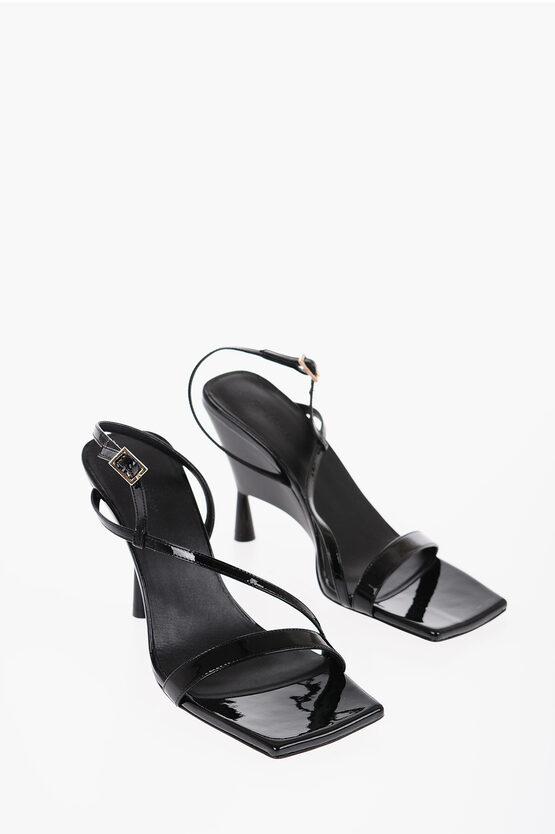 Gia Borghini Gia Couture Patent Leather Rosie 5 Ankle-strap Sandals With In Black