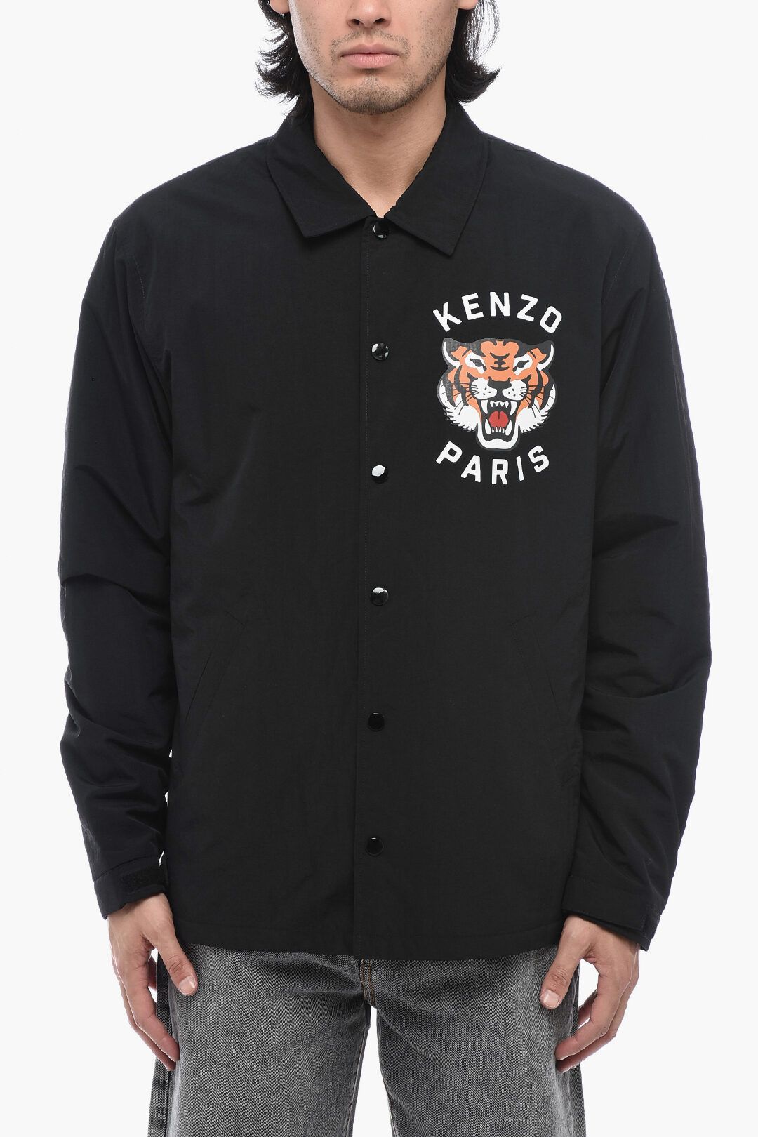 Kenzo Giacca a Vento LUCKY TIGER con Logo Stampato uomo Glamood Outlet