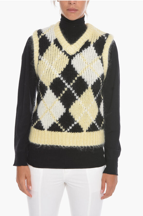 Gilet SIMONES in Misto Mohair con Motivo a Scacchi