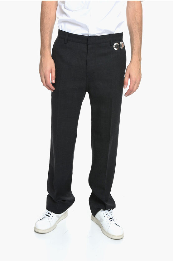 Stefan Cooke Gimme On "s" Wool Blend Pants With Silver Details In Black
