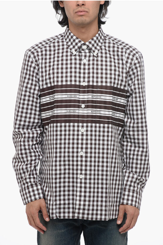 Shop Burberry Gingham Patterned Popeline Shirt