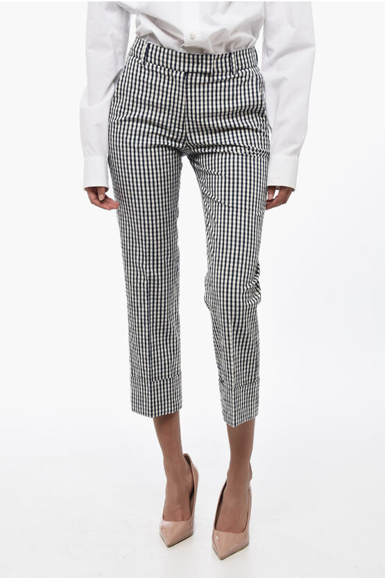 QL2 GINGHAM PATTERNED CHINOS PANTS WITH CUFF