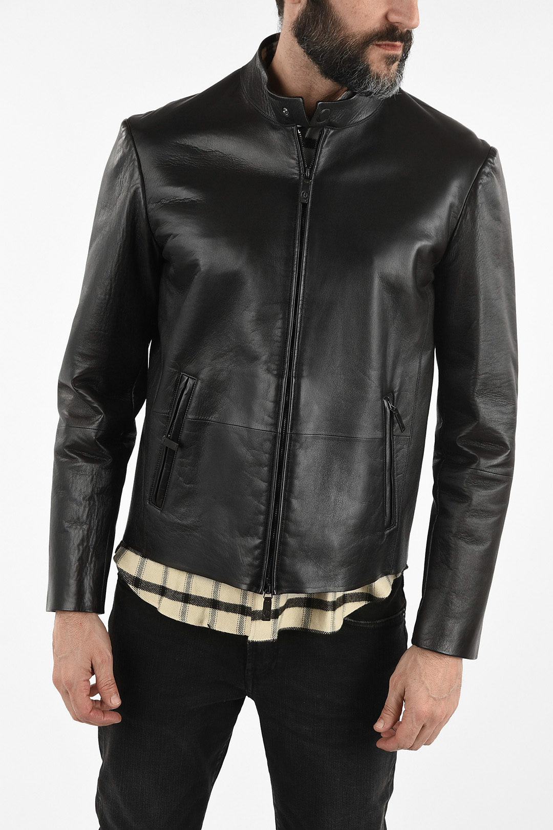 commentaar Opmerkelijk Vooraf Armani GIORGIO ARMANI Leather Jacket men - Glamood Outlet