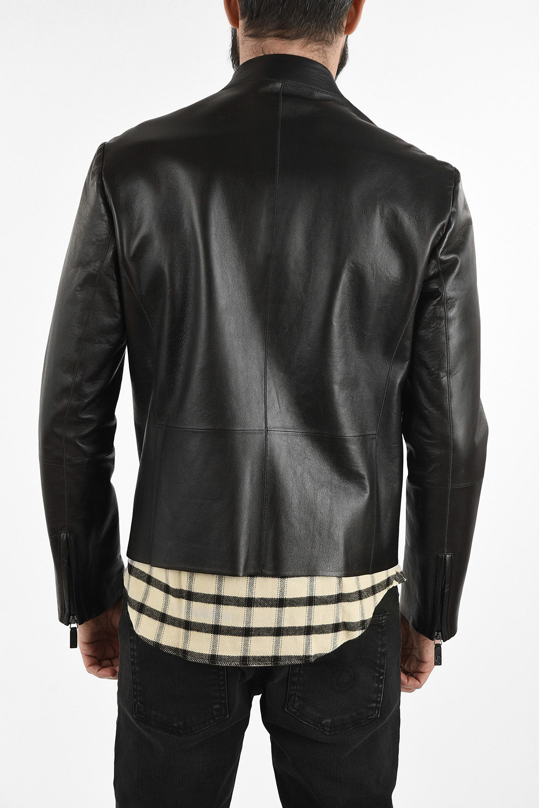 Armani leather hot sale jacket price