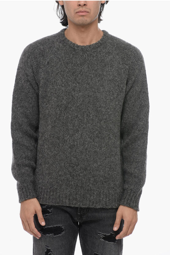 Shop Armani Collezioni Giorgio Crew Neck Alpaca Blend Sweater