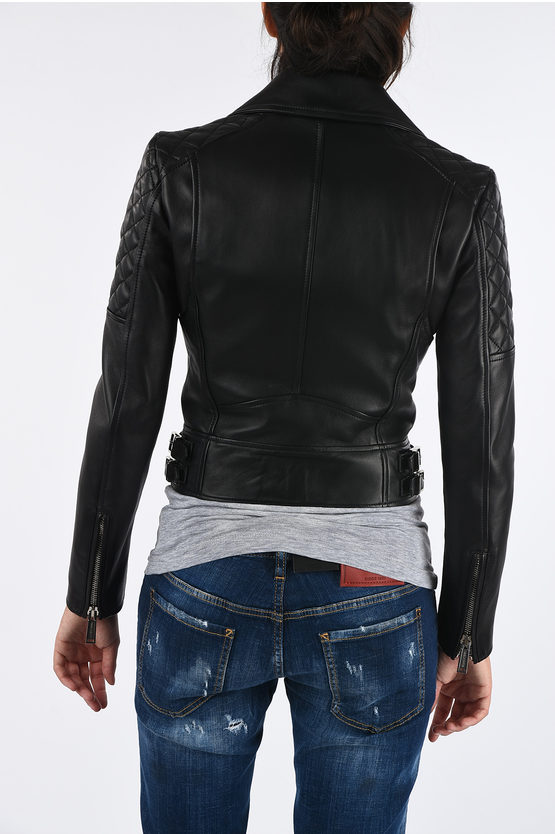 HUGO - Giubbotto Biker Asimmetrico In Pelle - Nero - Foto 2