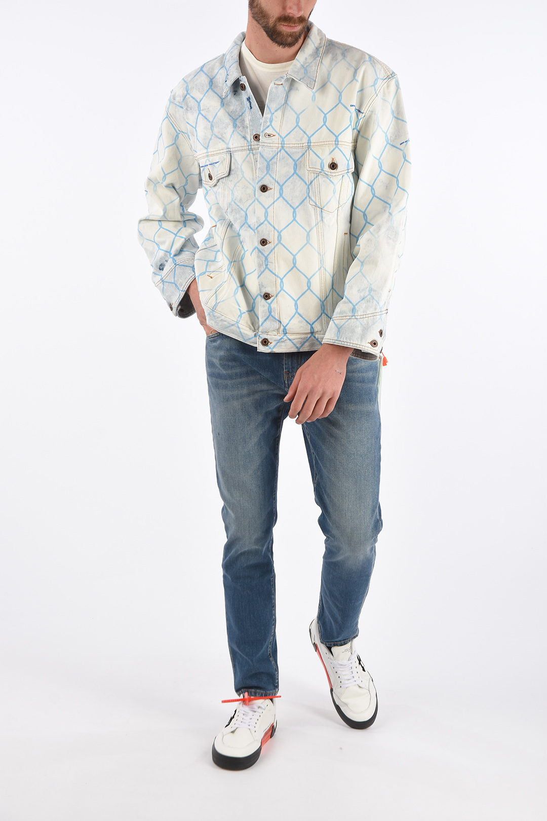 Denim Giubbotto Dsquared2 Uomo 2019 Giubbotto Jeans Off White Uomo - Main Image