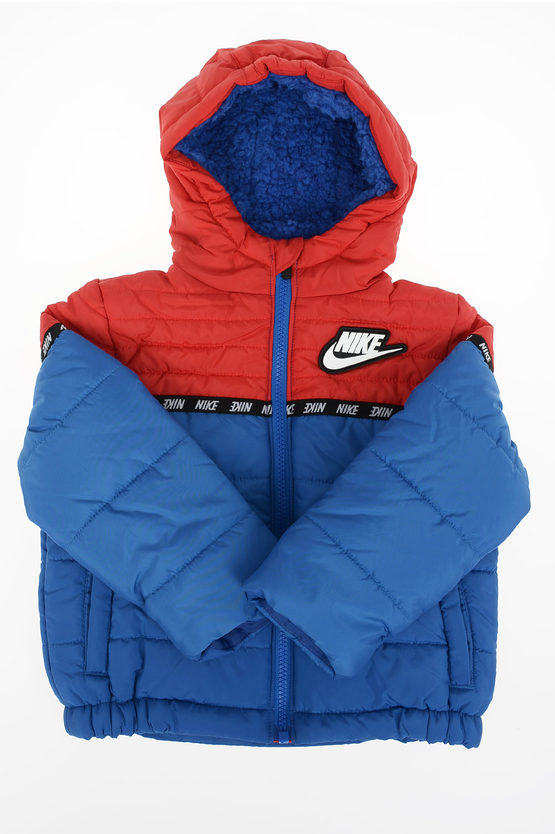 Giubbotto Puffer Bicolore con Chiusura Zip Frontale