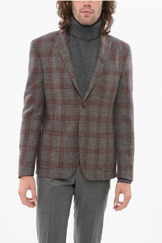 Corneliani Glen Plaid Motif Blazer With Patch Chest Pocket