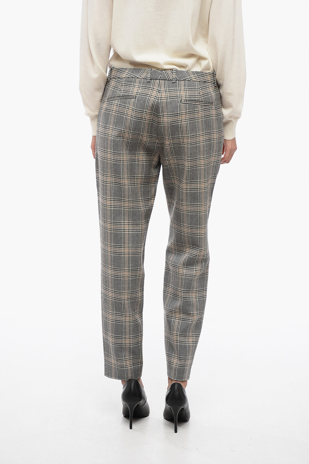 Fabiana Filippi Glen-Plaid Motif Pants with Shimmer Detail
