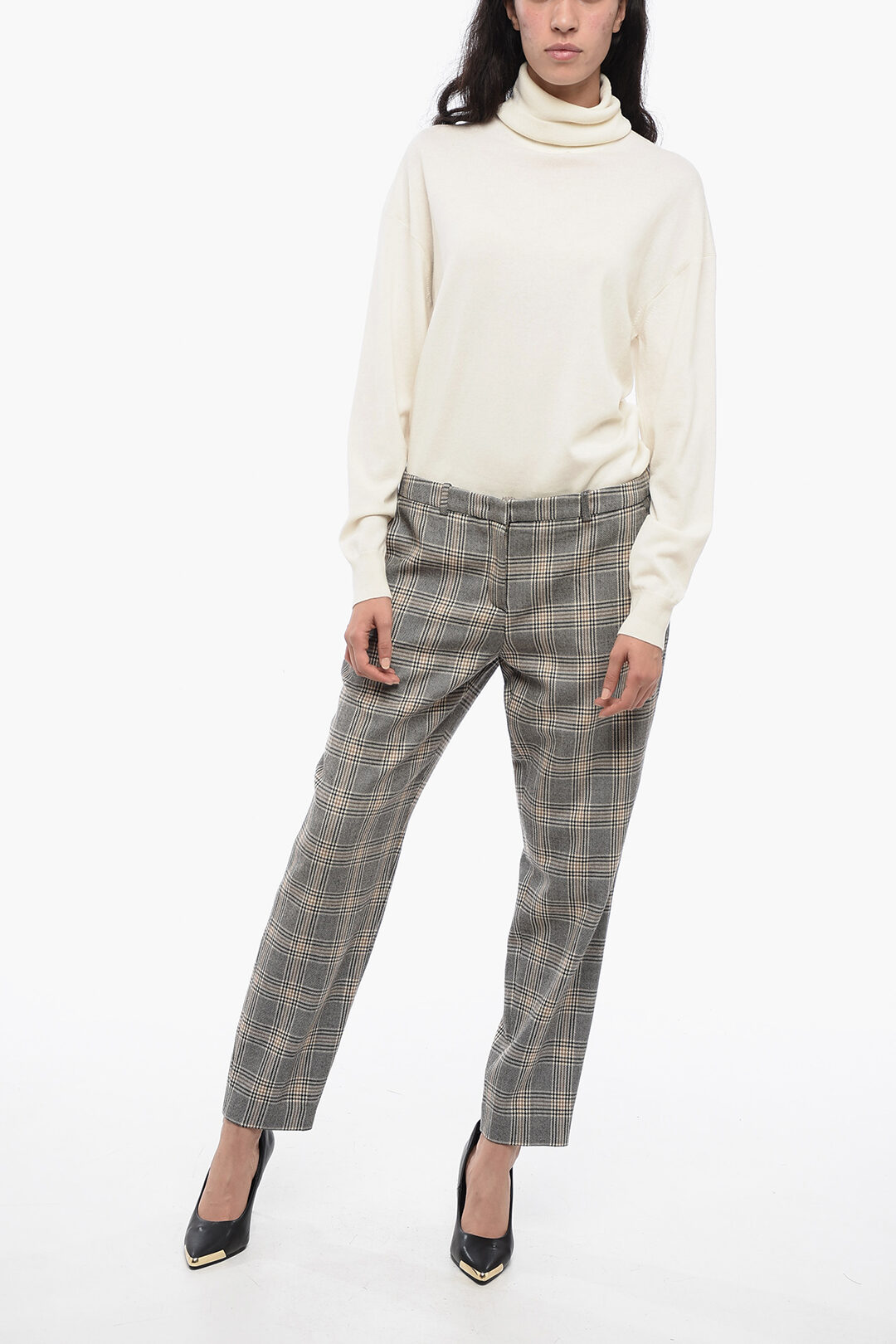 Fabiana Filippi Glen-Plaid Motif Pants with Shimmer Detail