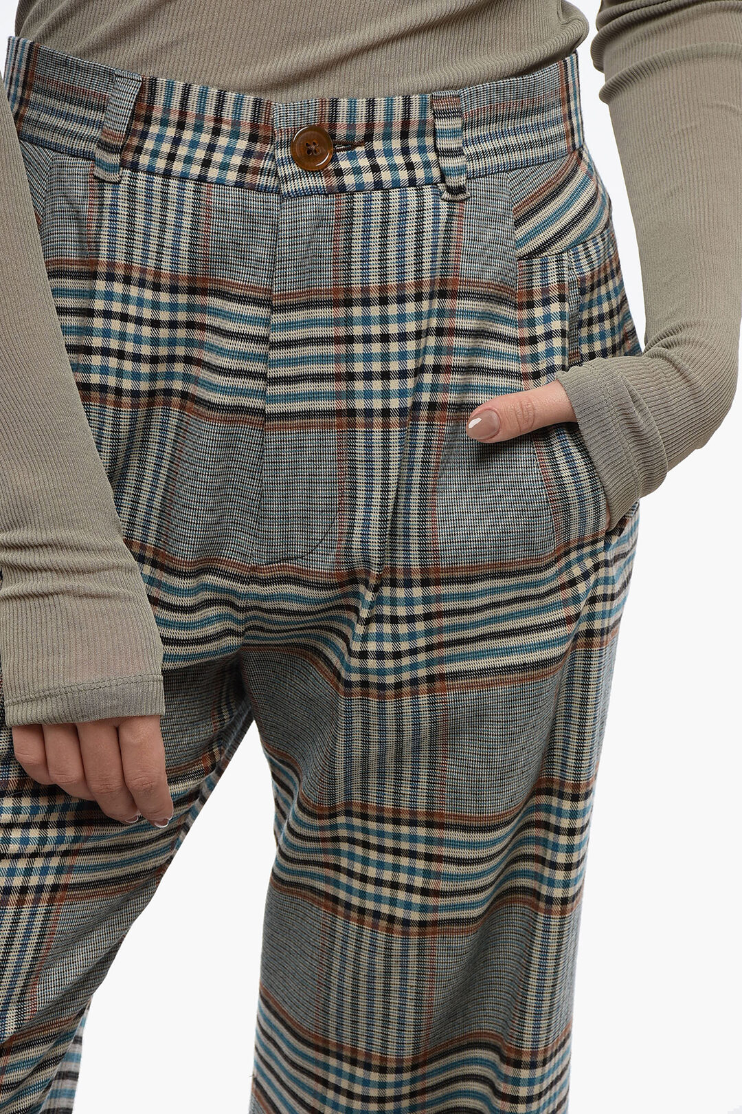 Vivienne Westwood Glen Plaid Pants with High Waist women