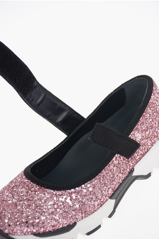 white sparkly ballet flats