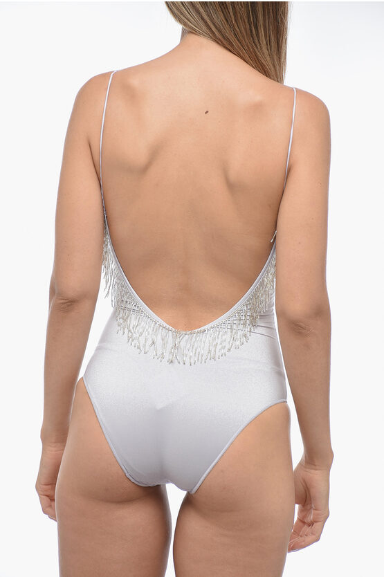 Glitter-Effect One-Piece Swimsuit with Beads