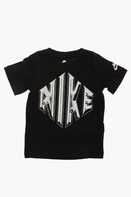 Nike Glitter Logo-print T-shirt In Black