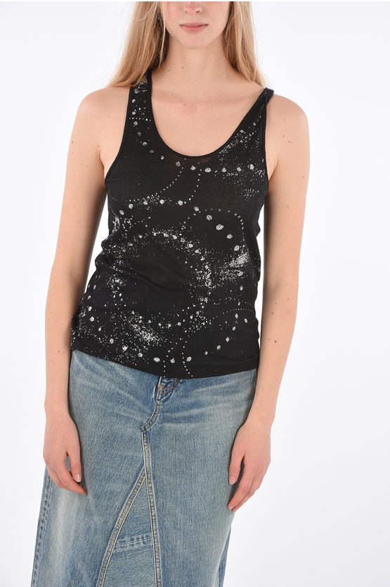 Shop Saint Laurent Glittered Galaxy Tank Top