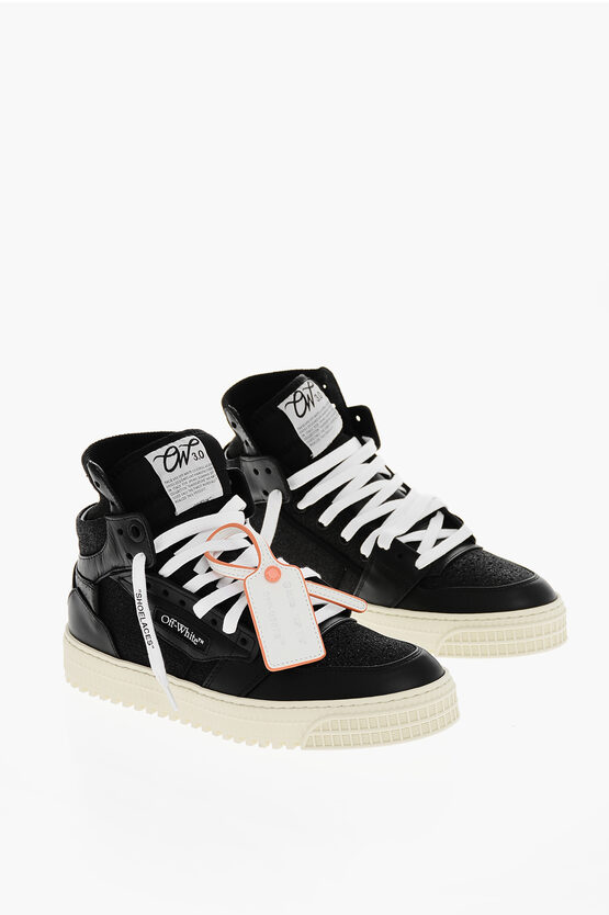 Off-white Glittered Leather 3.0 Off Court High-top Sneakers In Blue