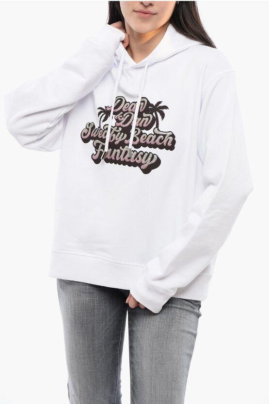 Shop Dsquared2 Glittered Print Sweaty Beach Hoodie