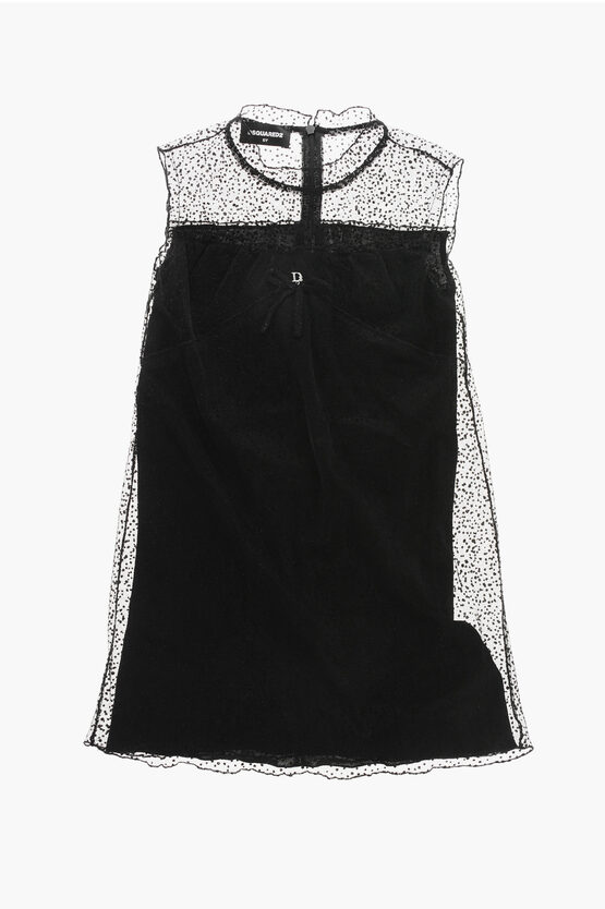 Dsquared2 Glittered Sheer Minidress In Black