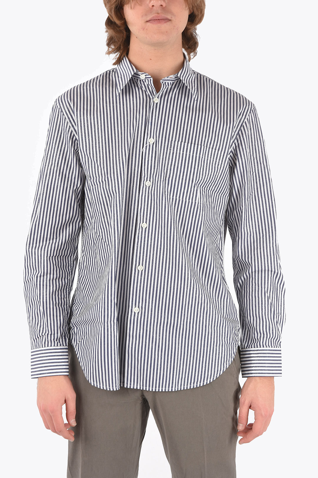 Sunflower Glittery ADRIAN Shirt in Awning Stripe with Breast Pocket men ...