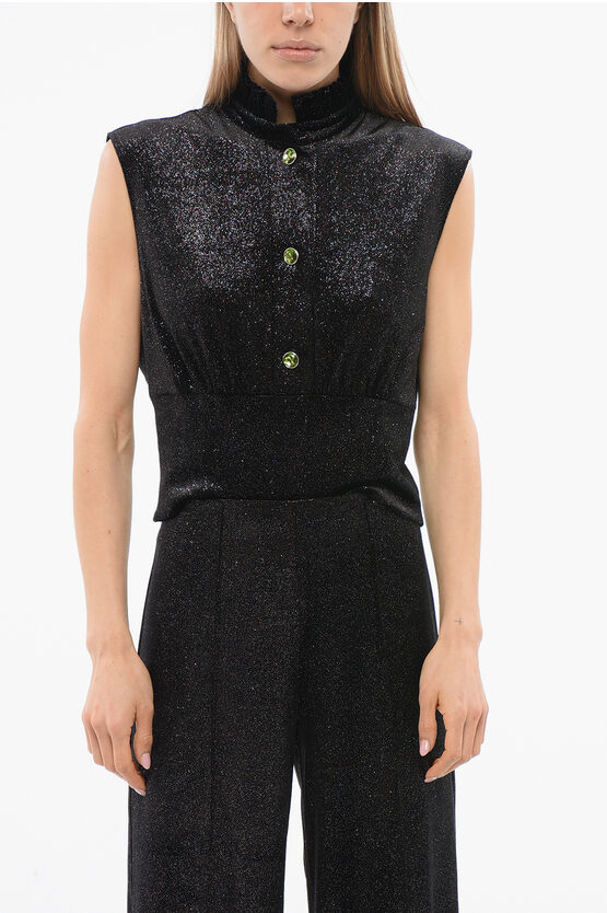 Viktor & Rolf Glittery Velvet Bustier Top