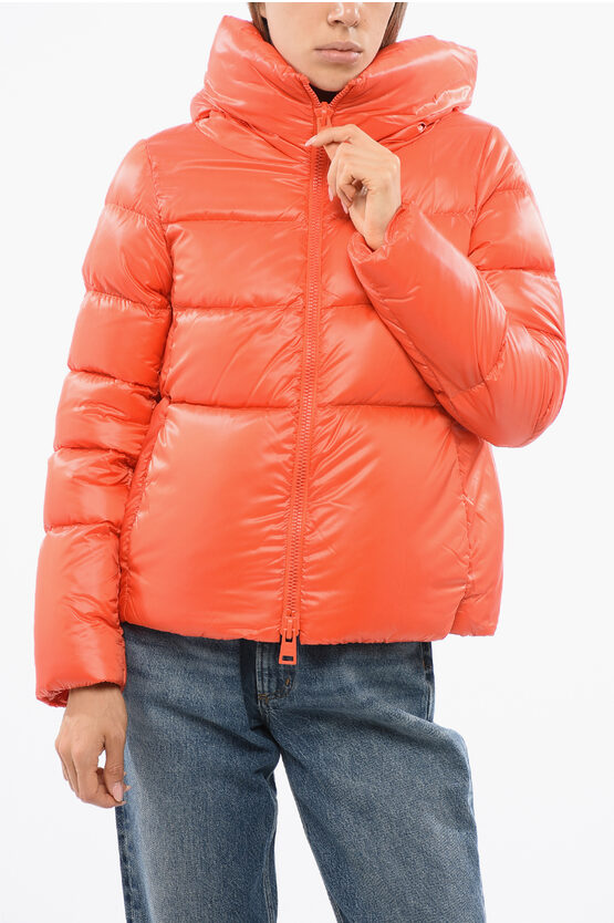 Herno Woman Down Jacket Tomato Red Size 8 Polyamide In Orange