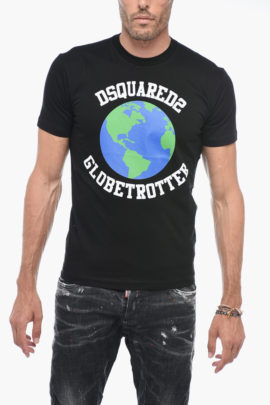 【送料&関税込】Dsquared2 globetrotter T-shirt Dsquared2 GLOBETROTTER T-Shirt with Print men - Glamood Outlet