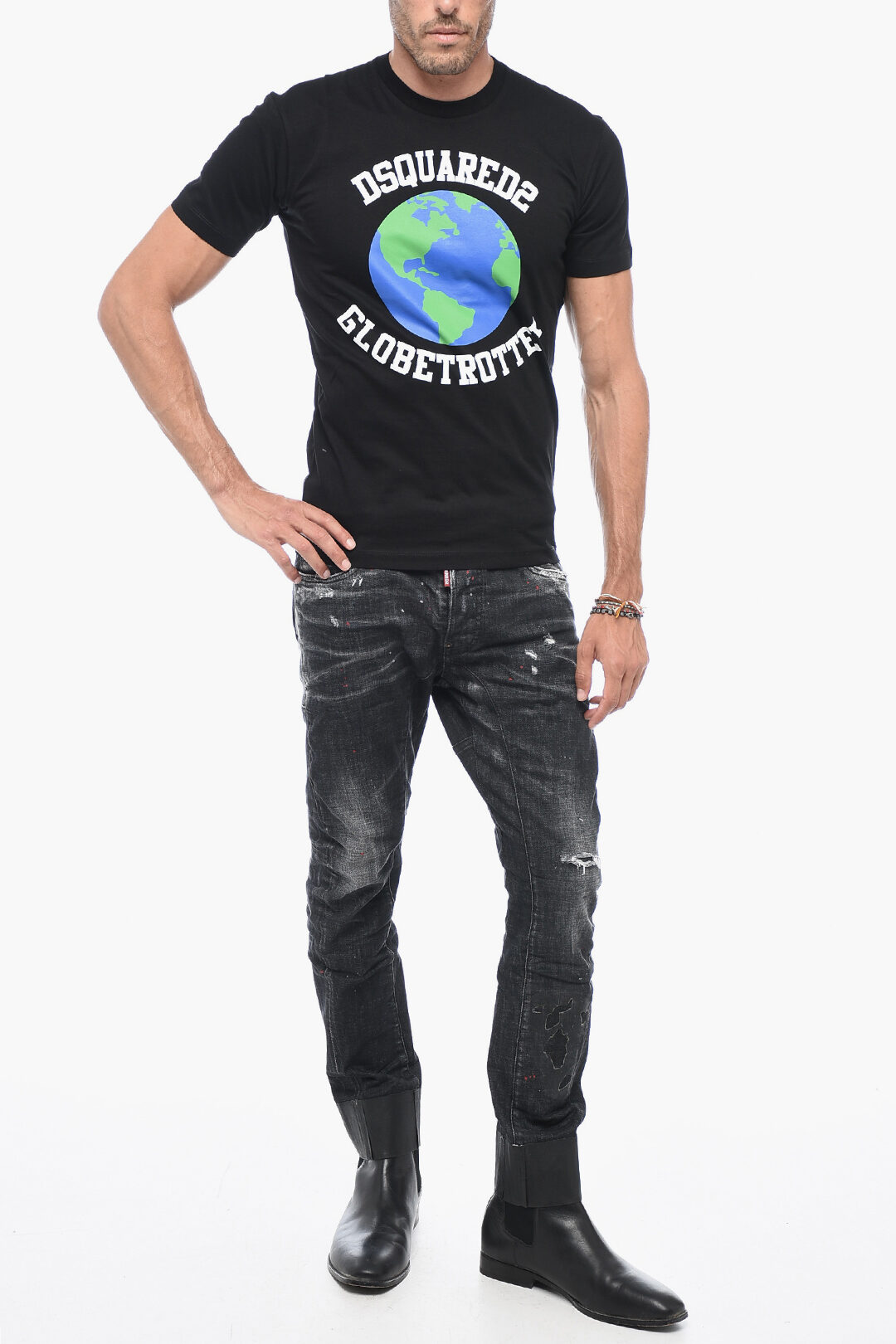 【送料&関税込】Dsquared2 globetrotter T-shirt With Print Dsquared2 GLOBETROTTER T-Shirt with Print men - Glamood Outlet