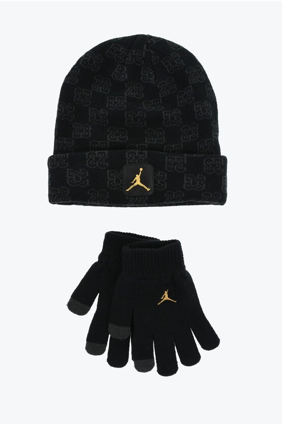 Nike Gloves And Beanie Set With All-over Logo