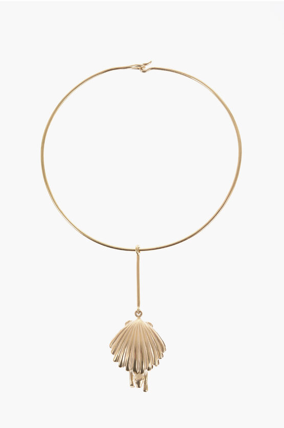 Shop Dior Gold Effect Choker Necklace With Shell Shaped Pendant