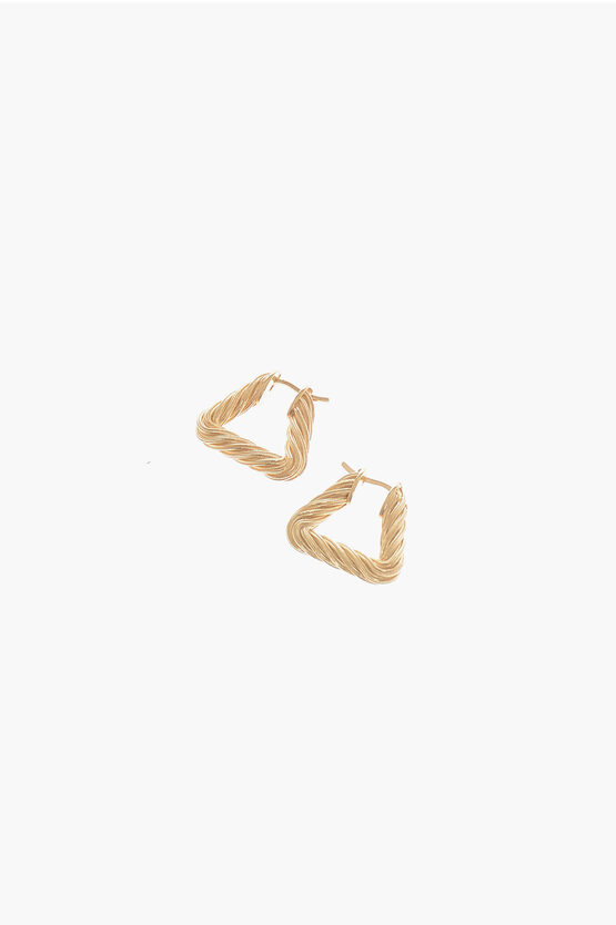 Shop Bottega Veneta Gold-plated 18k Silver Cord Triangular Earrings