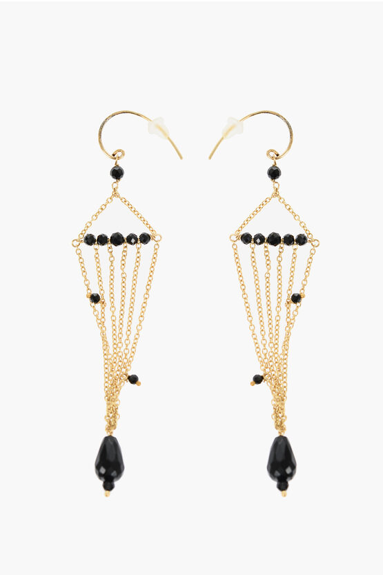 Niani Golden Dangling Earrings With Beads