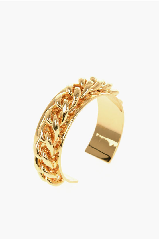 Balmain Golden Effect Brass Bracelet With Overlapping Chain