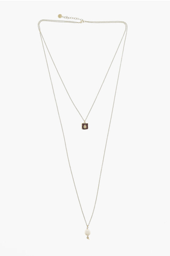 Shop Dior Golden Effect Brass Jardin D'hiver Long Necklace With Pendan