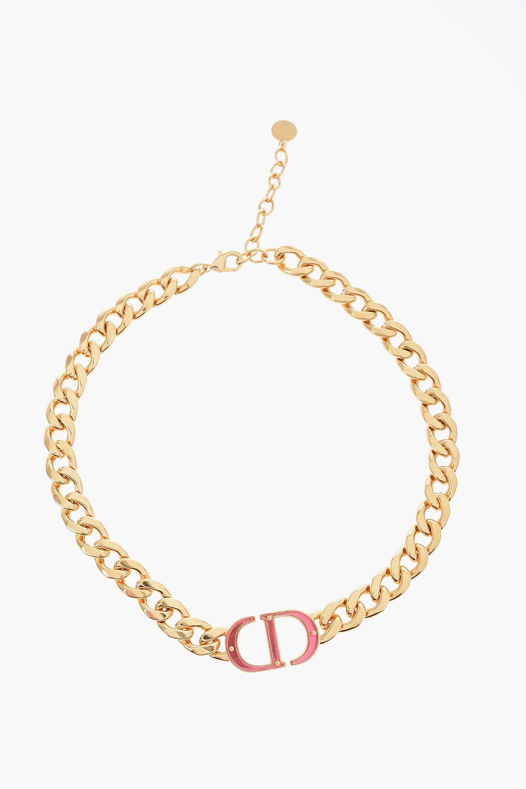 Golden Effect Chain Necklace with Maxi CD Monogram