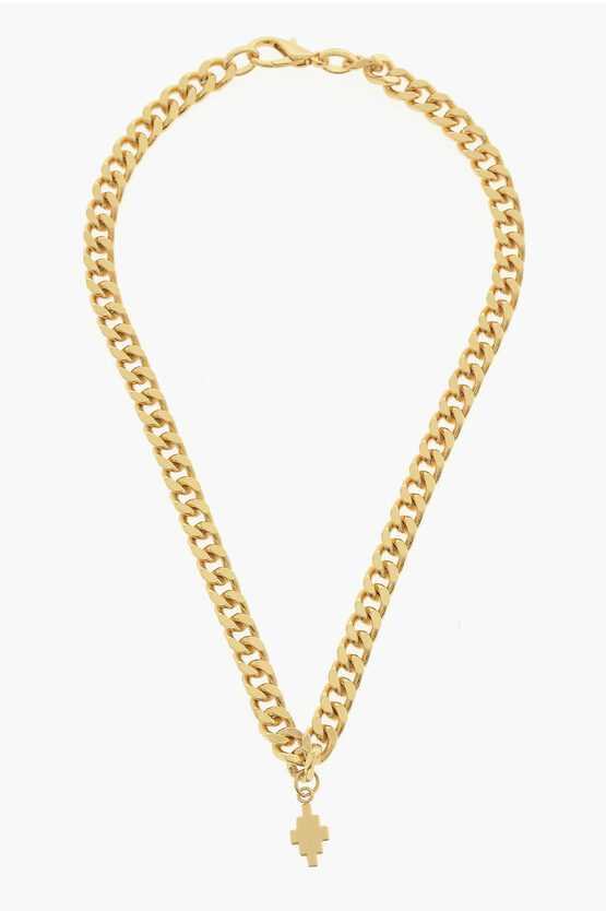 Marcelo Burlon County Of Milan Golden Effect Chain Necklace With Pendant