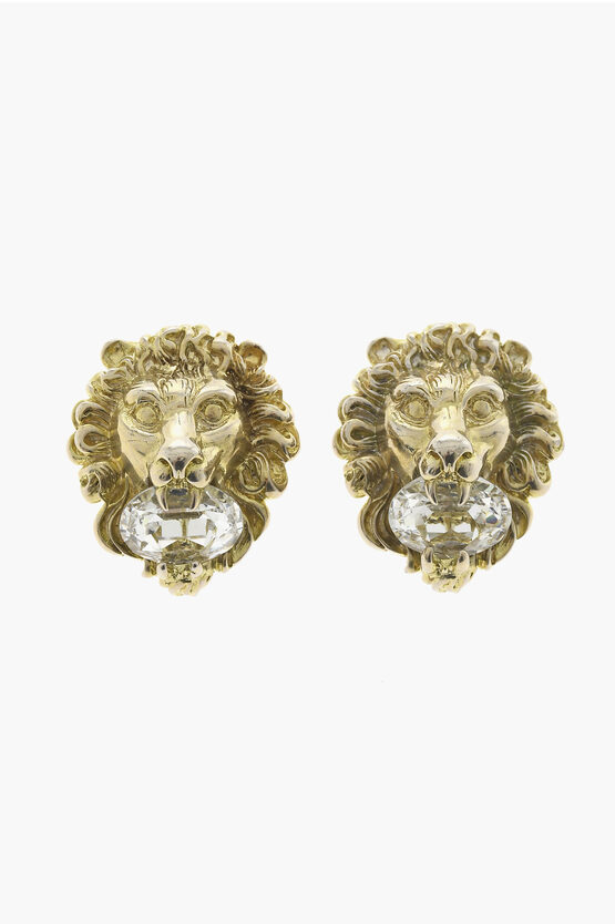 Shop Gucci Golden-effect Lion-shaped Earrings