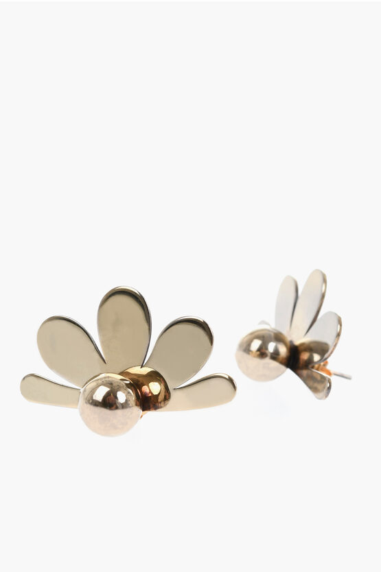 Simone Rocha Golden Effect Metal Earrings With Floral Design