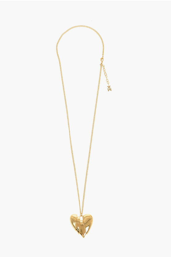 Amina Muaddi Golden-effect Necklace With Heart-shaped Pendant