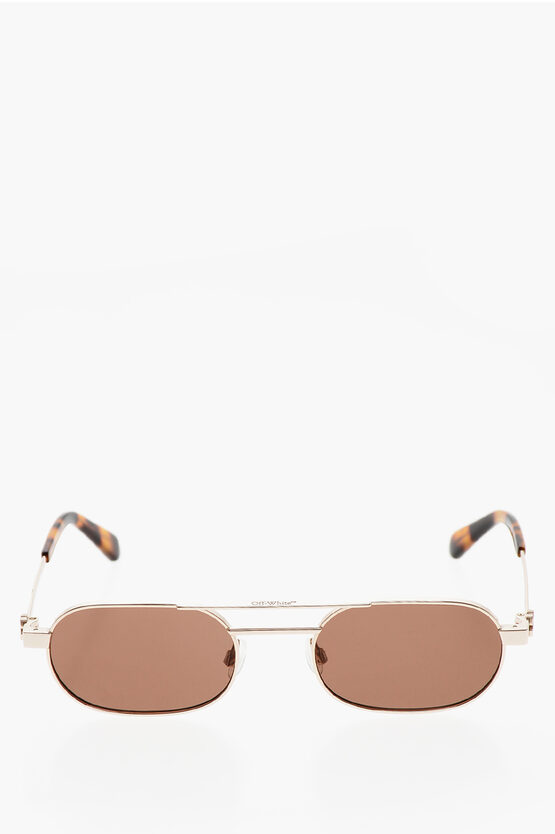 Off-white Golden-effect Vaiden Oval Sunglasses With Tortoiseshell Deta