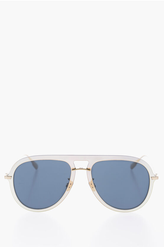 Dior Golden-frame Ultime1 Aviator Sunglasses In White