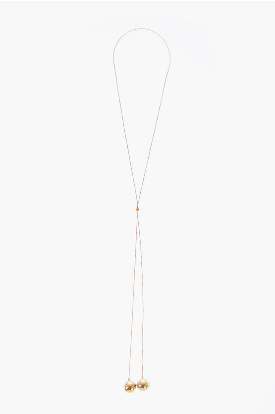 Bottega Veneta Golden Necklace With Double Ball Pendant