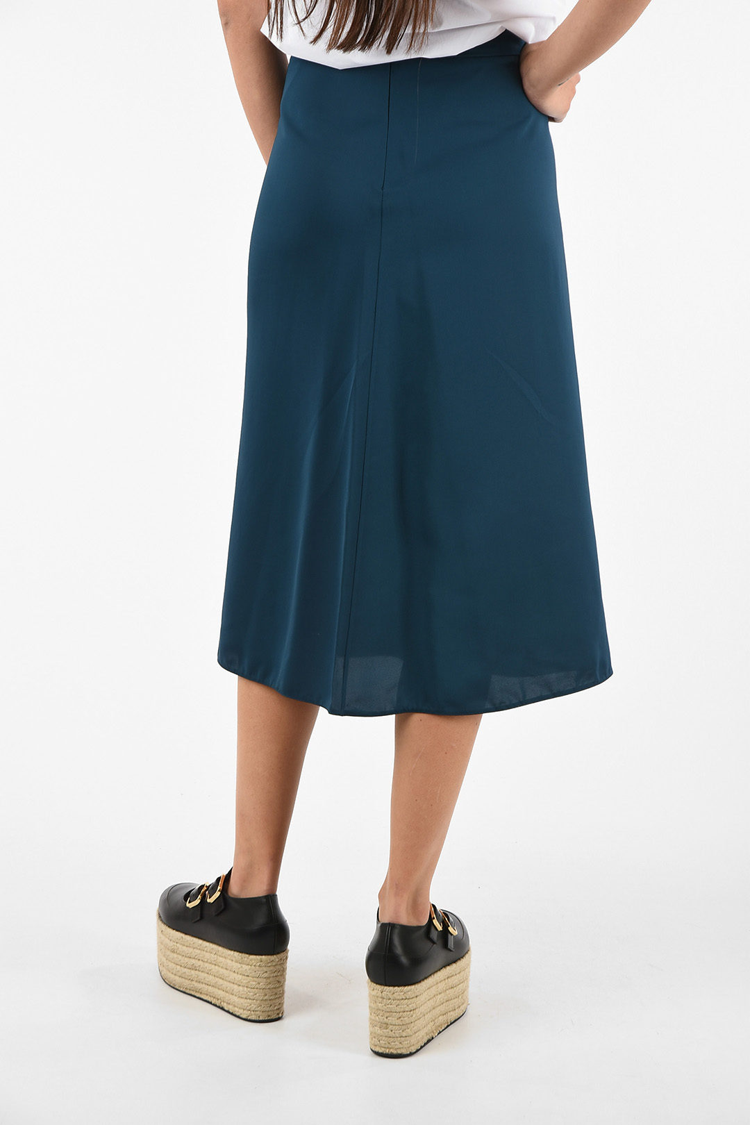 Gonna Denim A-Line Con Pannelli - Elasticizzata, Lunghezza Al Ginocchio, Taglie 42-54 - Foto 3