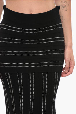 Gonna Lunga In Maglia A Pieghe Con Vita Alta Elastica - Perfetta Per L'inverno - Foto 4