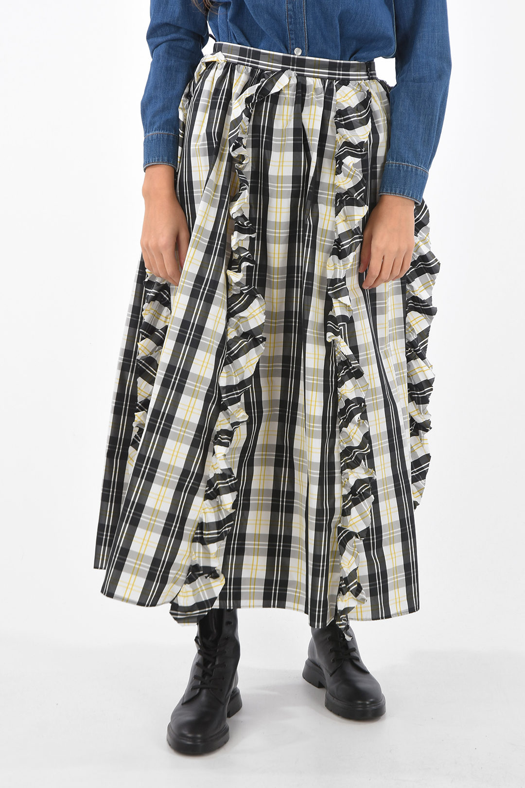 Red Valentino Gonna Midi Tartan con Rouches donna - Glamood Outlet