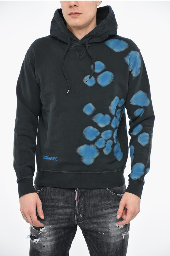 Dsquared2 Goth T&d Cool Hoodie Sweatshirt With Graphic Print In Blue