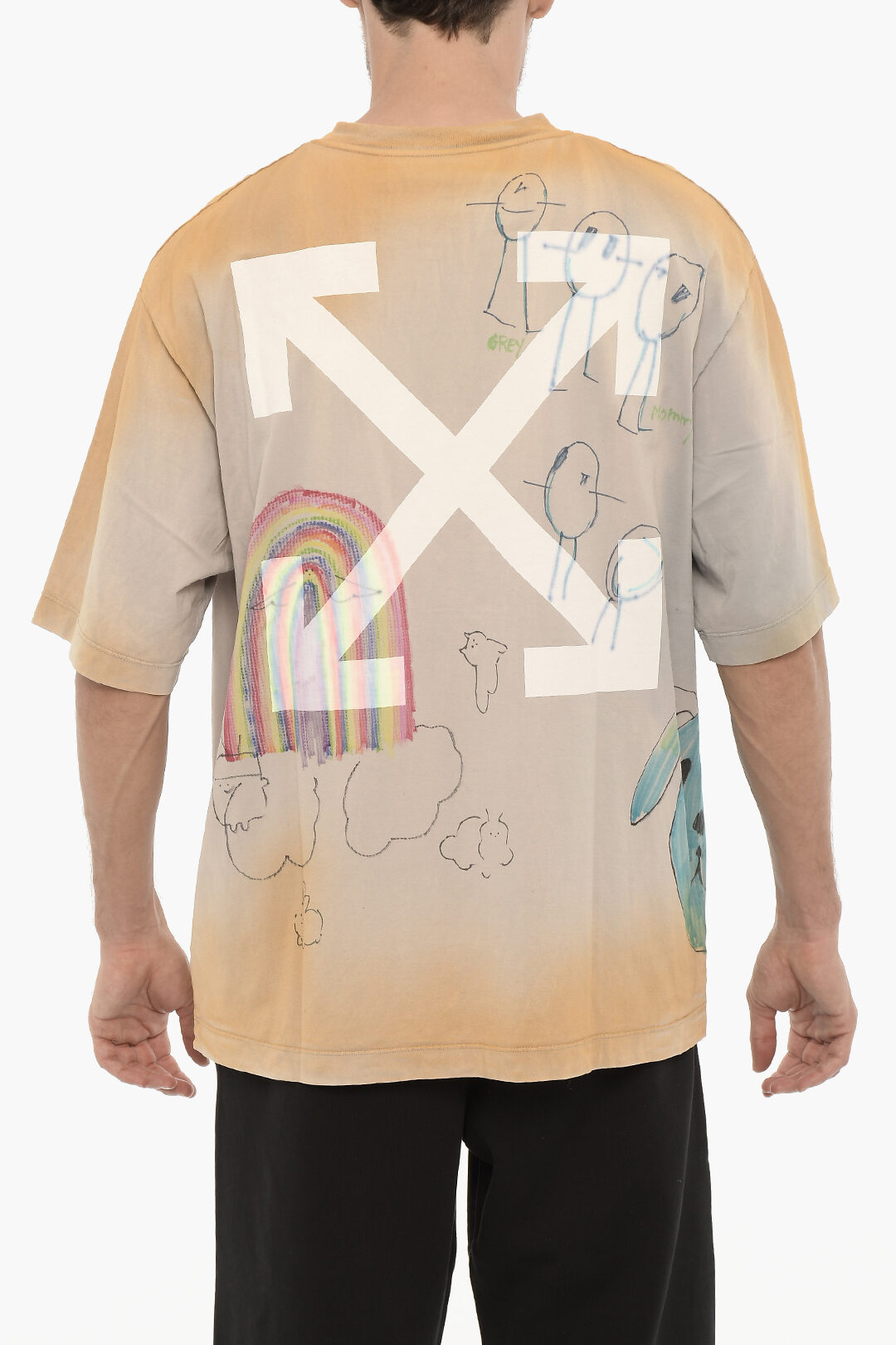 Off-White Gradient Effect Crew-neck T-shirt with Prints men Off-White Gradient Effect Crew-neck T-shirt with Prints men