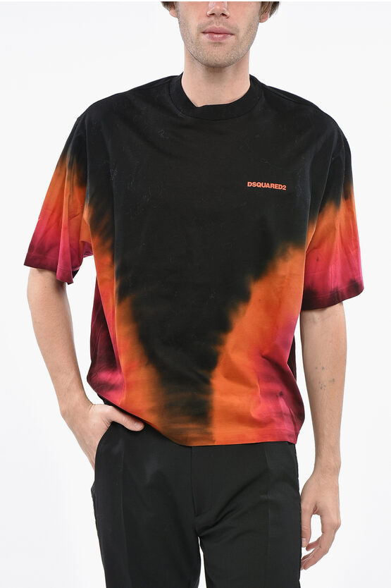 Dsquared2 Gradient Effect Flame Drop Crew-neck T-shirt In Multi