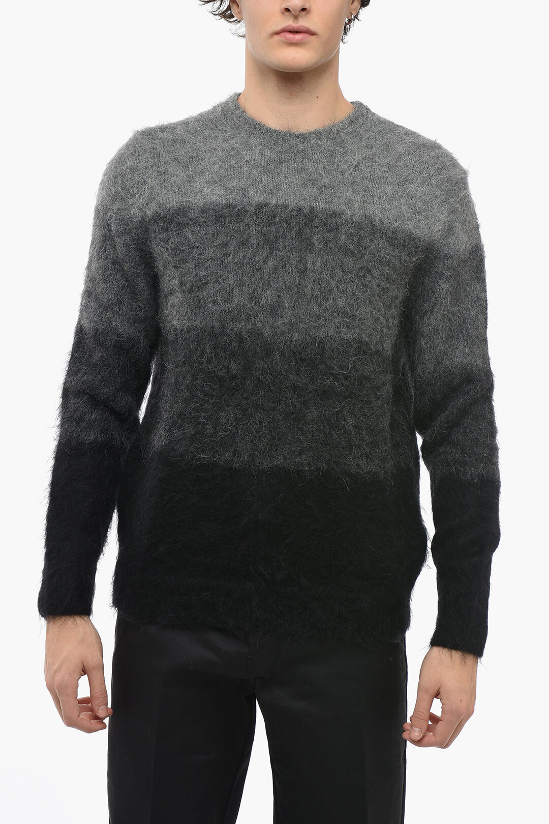 Fuzzy crew clearance neck sweater